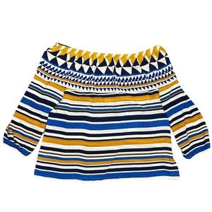 Chicos Striped Colorful Top Size 4 XXL Boho Travel Resort Vacation Casual